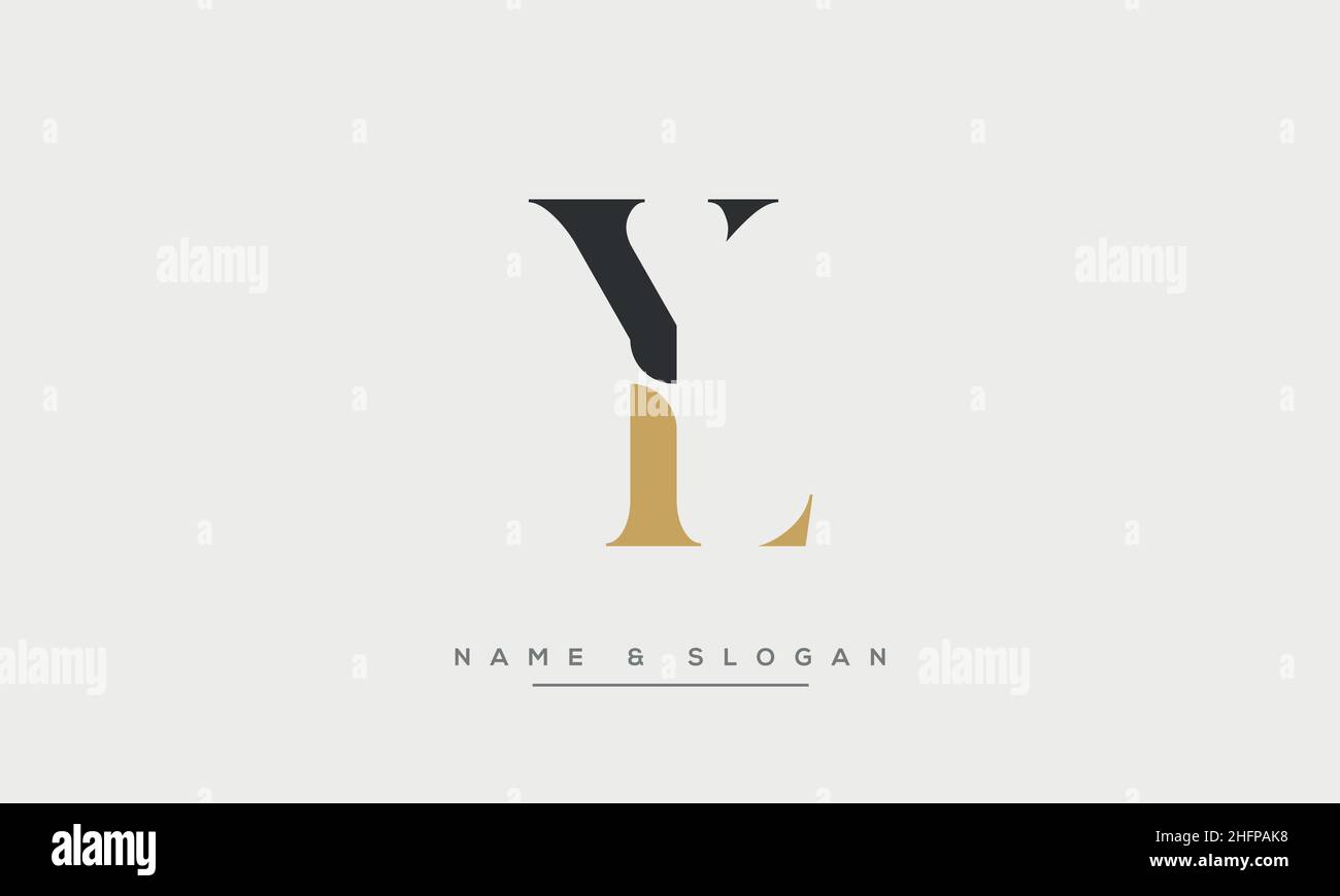 Yl initial letter gold calligraphic feminine Vector Image