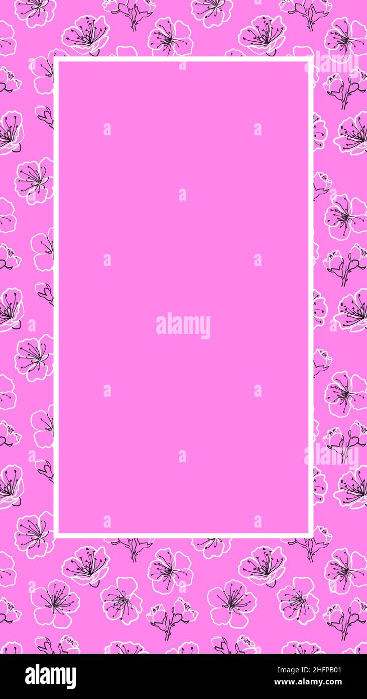 Flower frame Pink blooming sakura spring copyspace Stock Vector