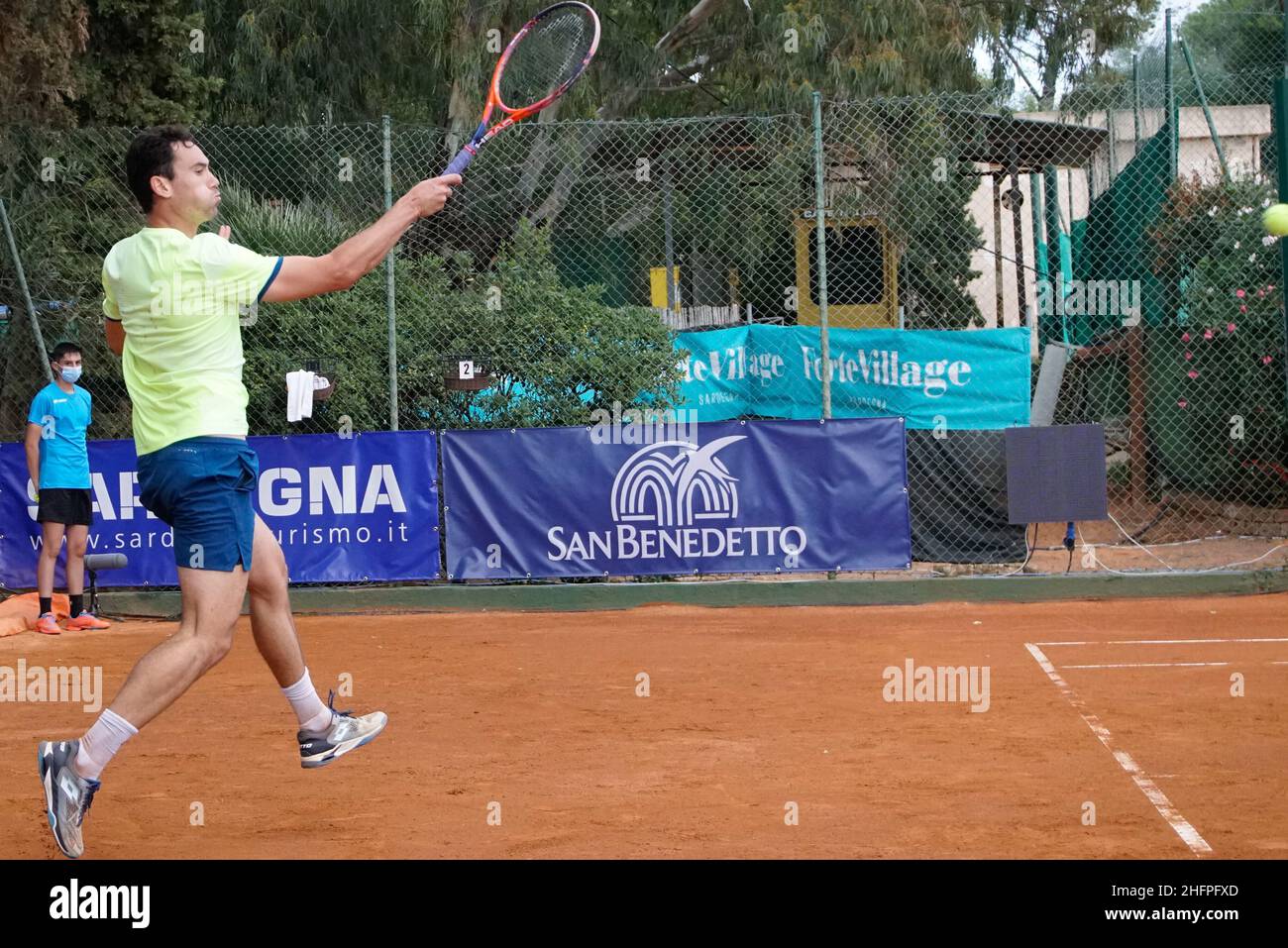 Alessandro Tocco/LaPresse October 13, 2020 Santa Margherita di Pula,  Cagliari (Italy) Sport Tennis Tennis, Forte Village Sardegna Open In the  pic:Gianluca Mager Stock Photo - Alamy