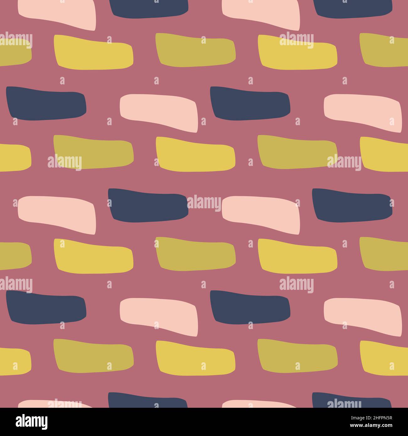 Abstract vector seamless pattern with hand drawn irregular rectangle shapes. Colorful fun repeat background with elements in childlike paint style Stock Vector