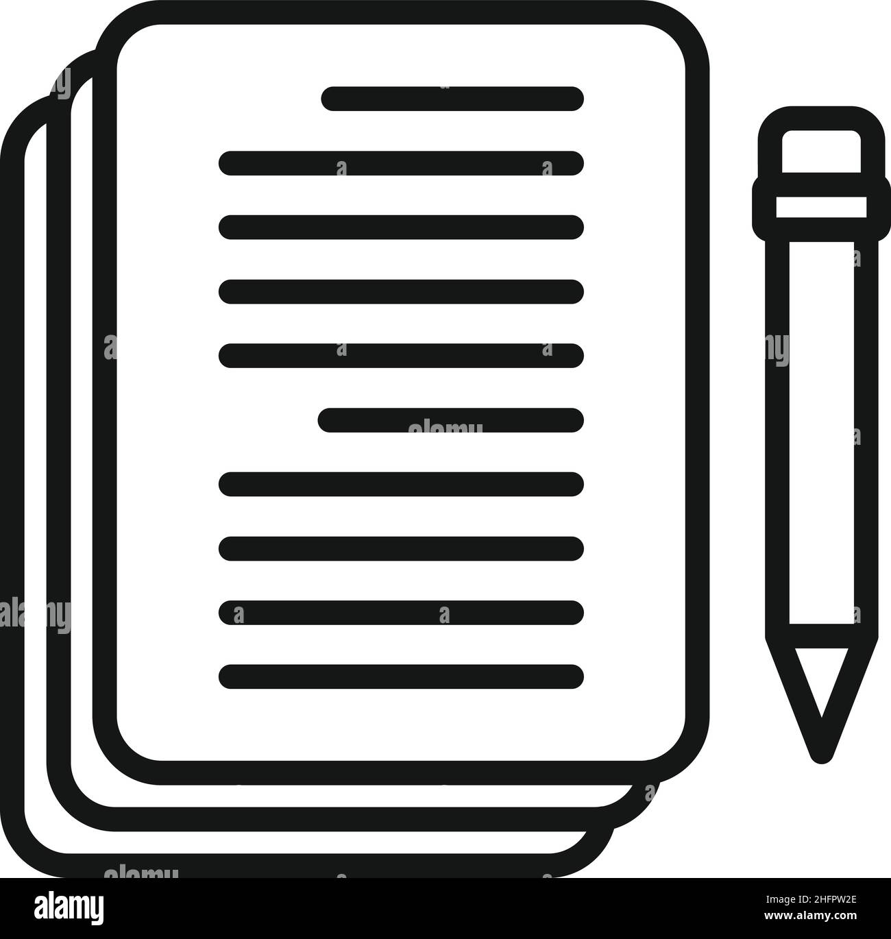 Plan work icon outline vector. Pen paper. Letter text Stock Vector