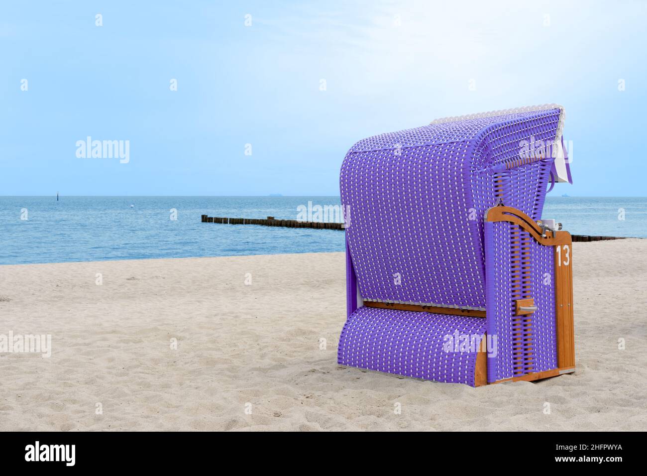 Colourful beach chairs on the beach near "Kühlungsborn" in summer ...
