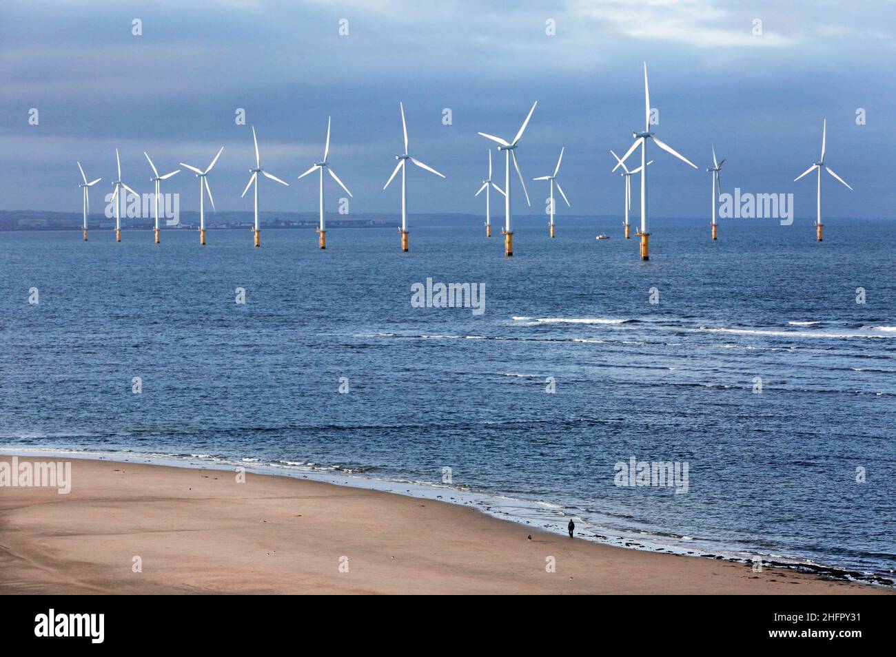 The Teesside offshore wind farm at Redcar in North East England. Photograph: Stuart Boulton. Stock Photo