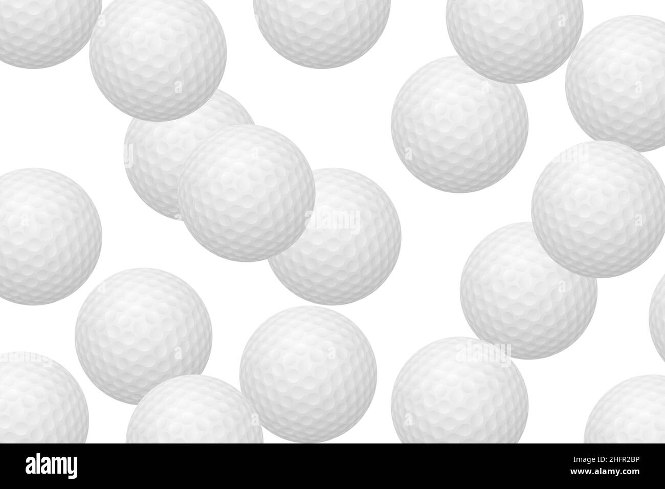 Golf balls pile group isolated on white. Golf balls multitude close up