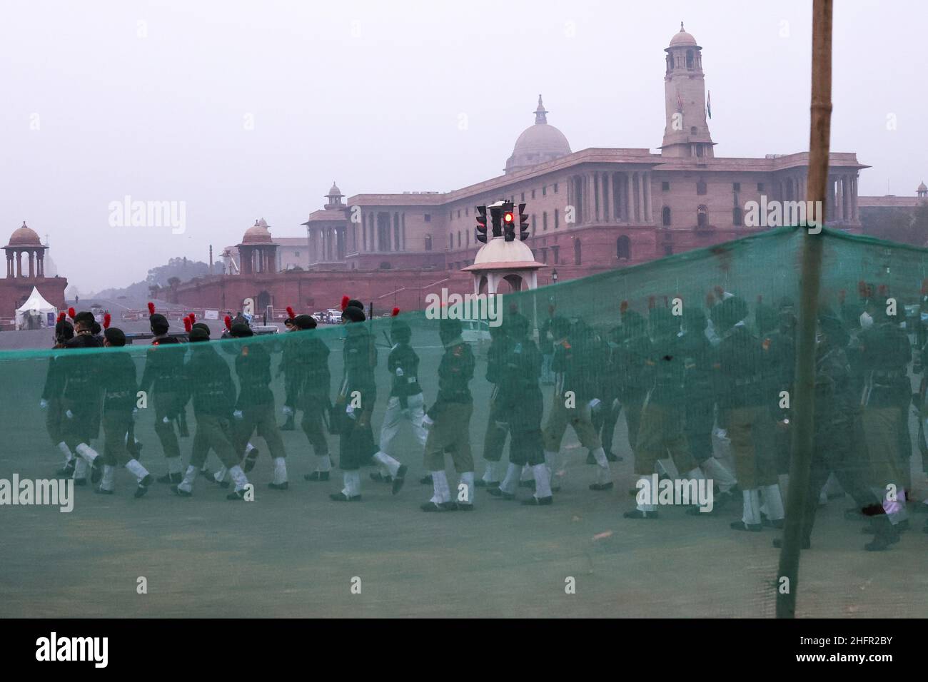 New Delhi, New Delhi, India. 17th Jan, 2022. Members of the National Cadet Corps (NCC) take part in the rehearsal for the upcoming 73rd Republic Day parade. (Credit Image: © Karma Sonam Bhutia/ZUMA Press Wire) Stock Photo