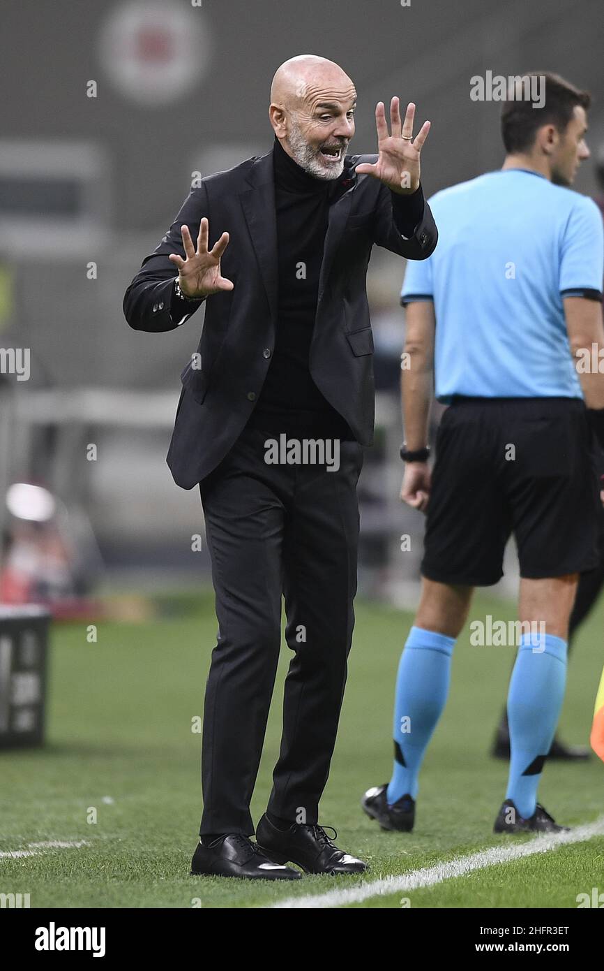 LaPresse - Fabio Ferrari September 29 , 2020 Milan ( Italy ) Sport Soccer A.C. Milan vs Sparta Praga Season 2020-2021 - Europa League Milan vs In the pic: Stefano Pioli (A.C.Milan) Stock Photo