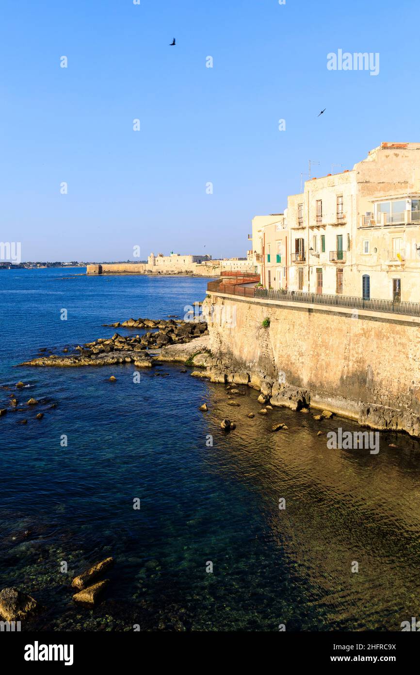 Waterfront Ortigia Syracuse Sicily Stock Photo Alamy