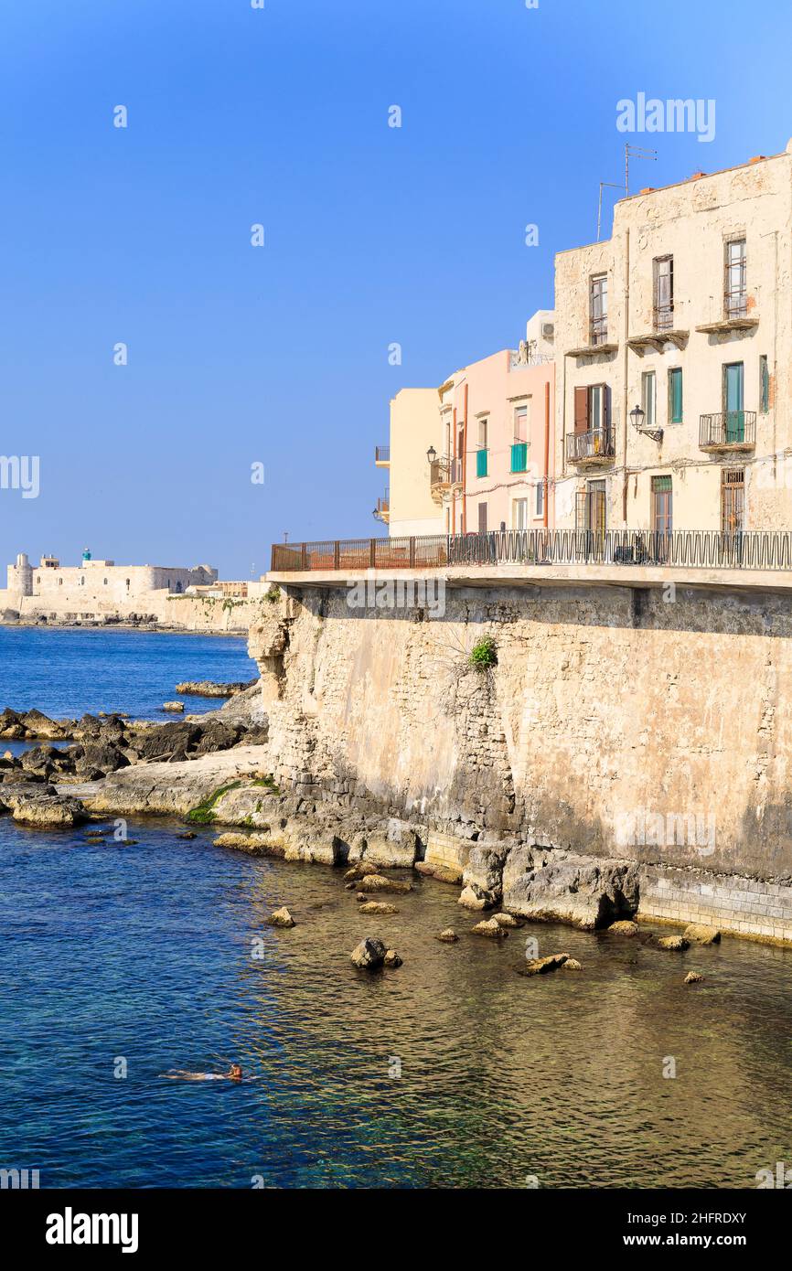 Waterfront Ortigia Syracuse Sicily Stock Photo Alamy