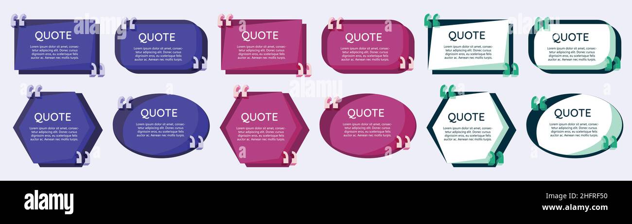 Modern Quote dark theme quote quotation speech comment bubble cloud banner vector set collection Stock Vector