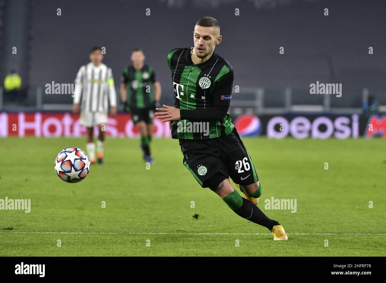 Teammates of Ferencvarosi TC celebrate after the UEFA Europa