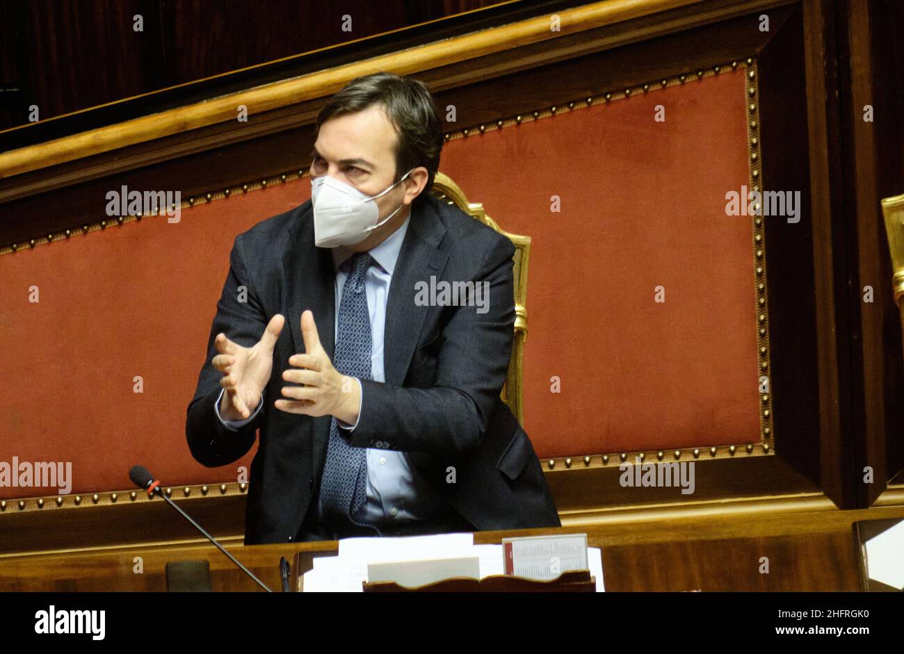 Mauro Scrobogna /LaPresse November 26, 2020&#xa0; Rome, Italy Politics Senate - Question time In the photo: Vincenzo Amendola Minister for European Affairs Stock Photo