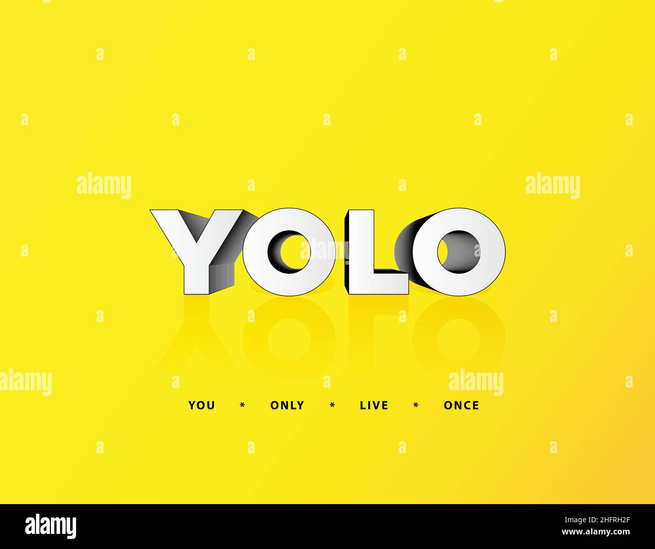 YOLO You Only Live Once Bright Sketch Phrase Youth Tagline Motto Poster Minimal Background Card flyer Stock Vector