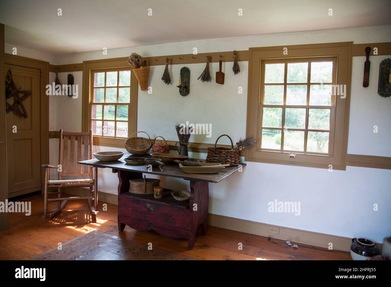 Colonial room with historic decorations, Orchard View Lavender Farm, New Jersey, NJ, USA, US