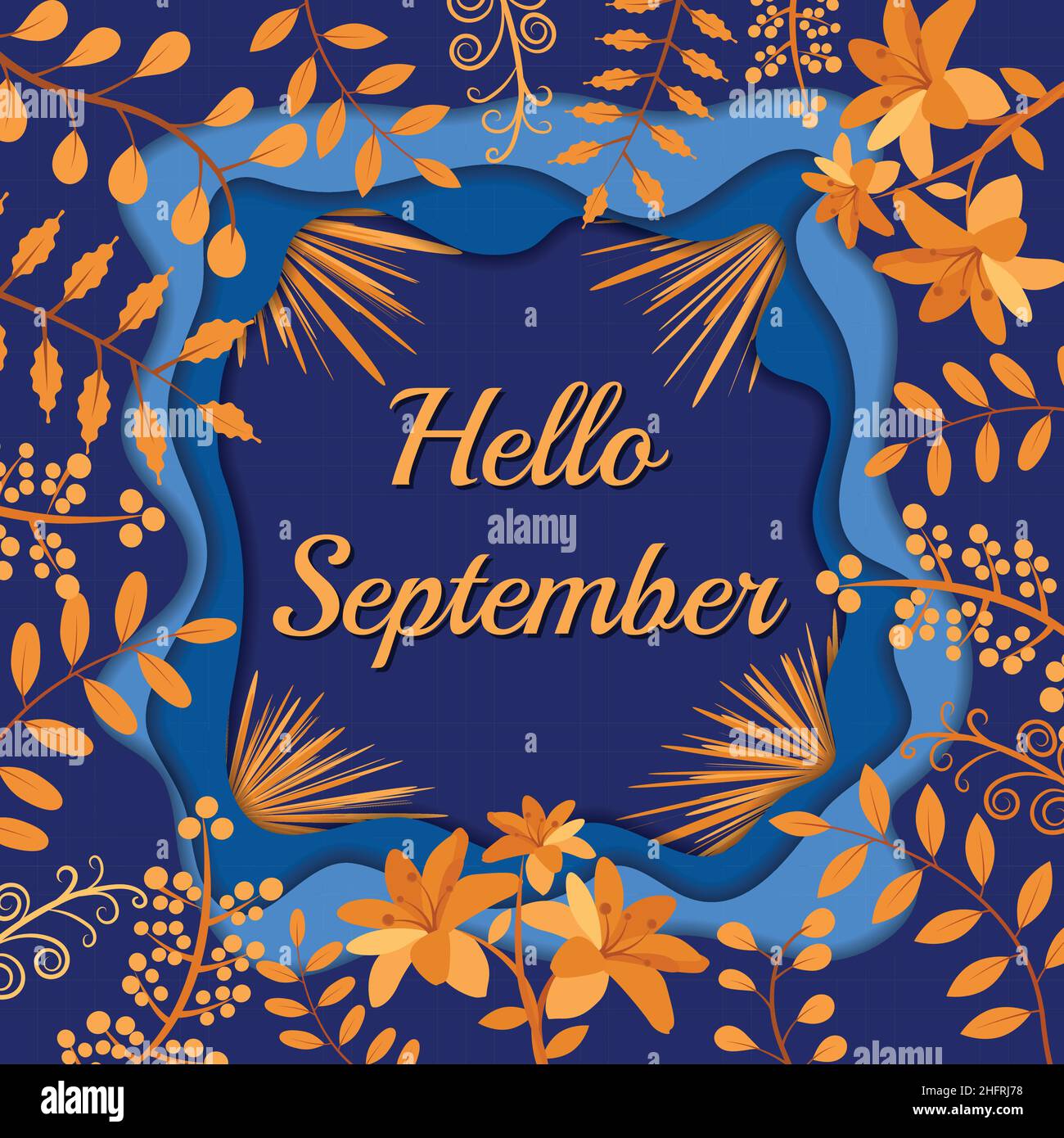 Hello September Card Vector Illustration Stock Vector