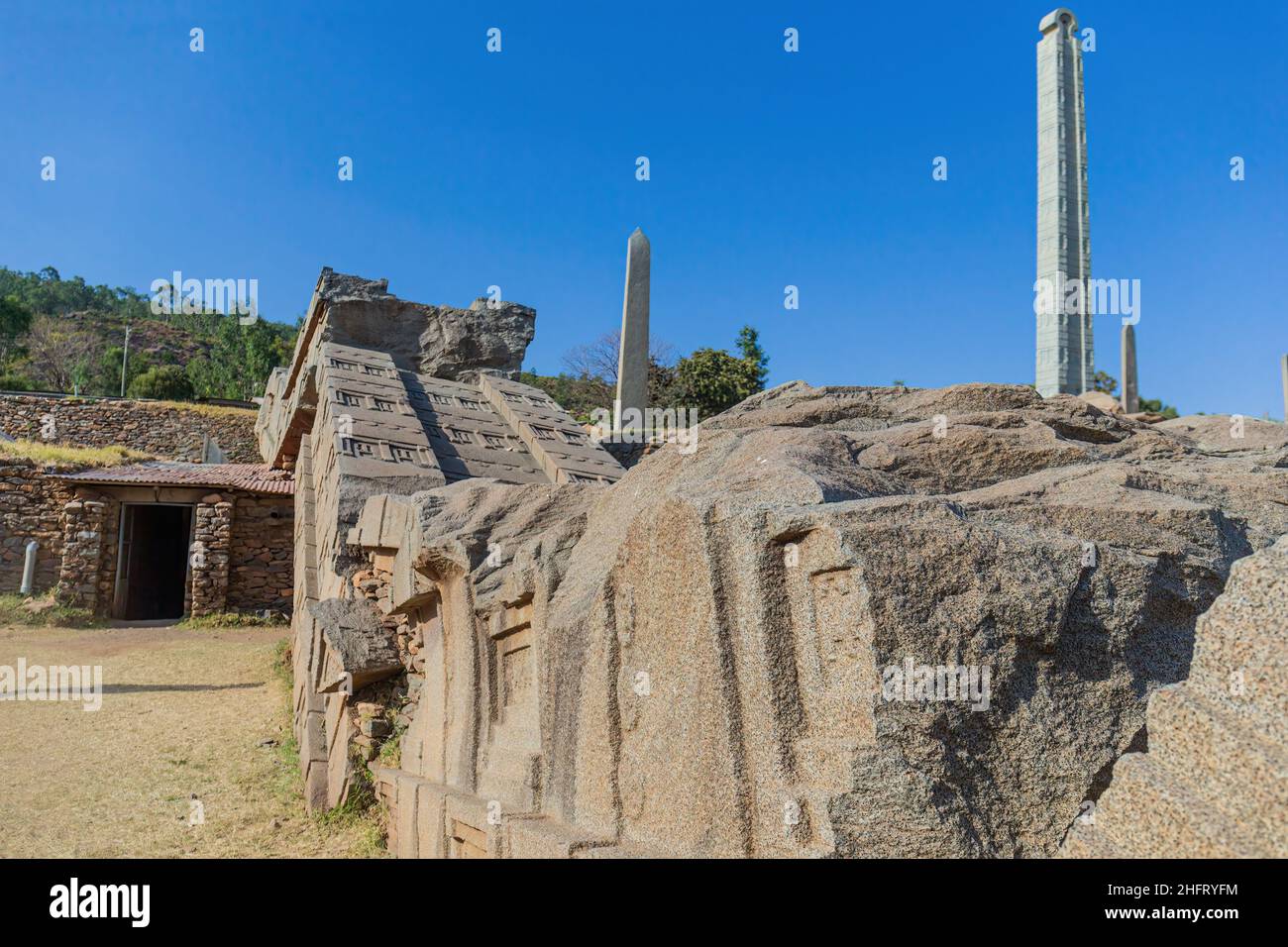 The ancient obelisks from Aksum, Ethiopia Stock Photo