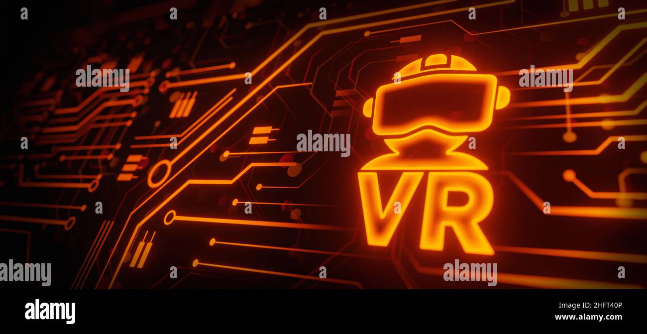 Metaverse Technology concept. Use VR virtual reality goggle and ...