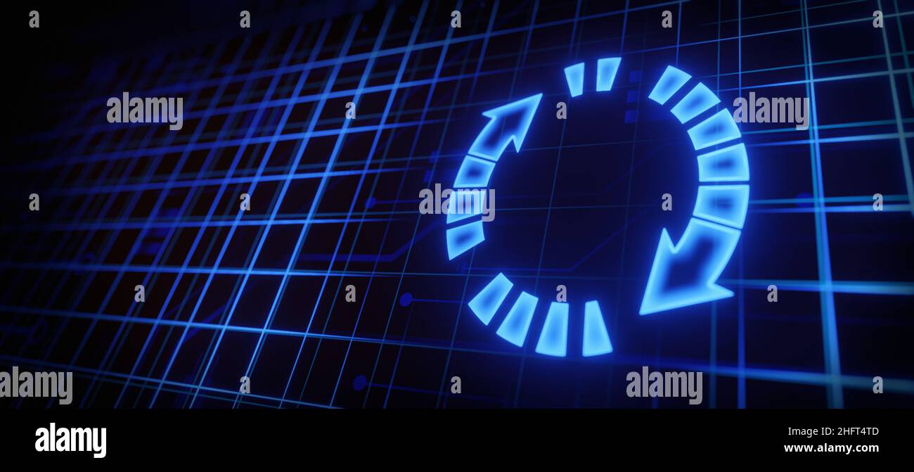 Two arrows icon futuristic update refresh circuit board symbol Stock ...