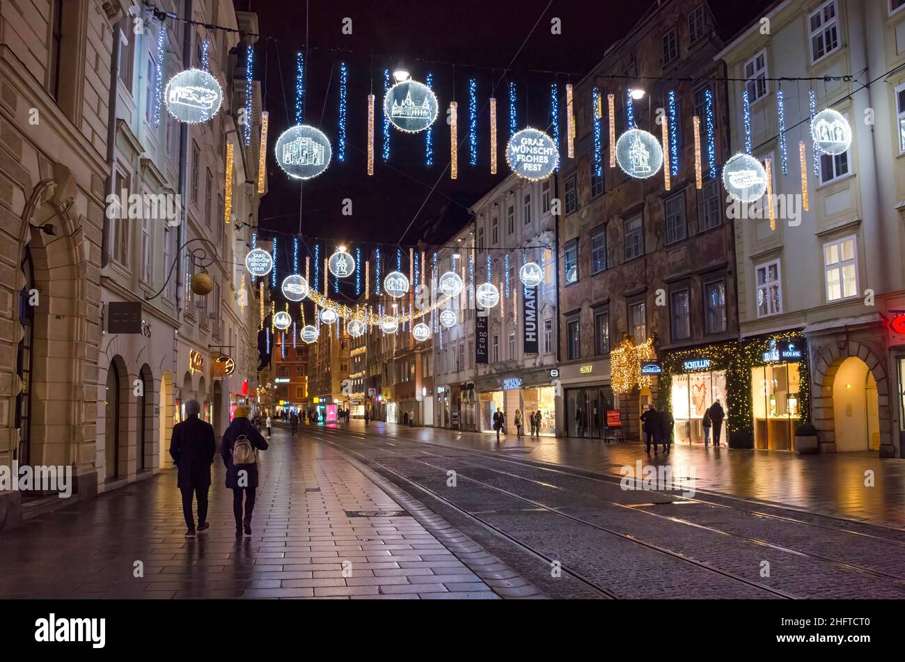 Graz, Austria-December 02, 2021: Beautiful Christmas decorations and ...