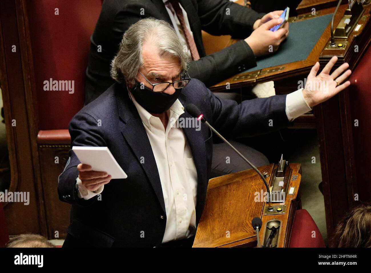 Mauro Scrobogna /LaPresse January 20, 2021&#xa0; Rome, Italy Politics Chamber of Deputies - budget variance law In the photo: Renato Brunetta FI Stock Photo