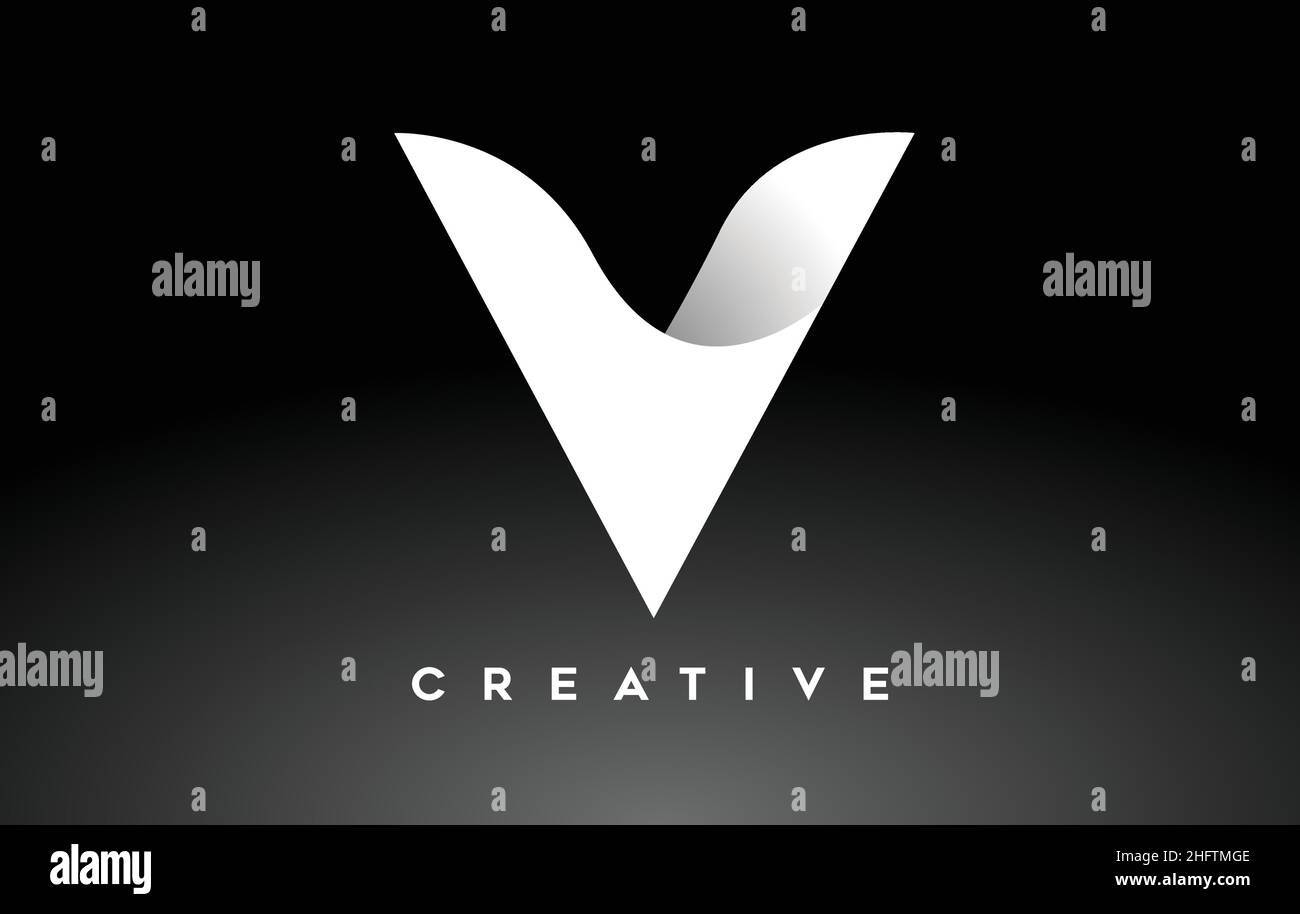 Elegant V Letter Logo Icon Design. White Letter V Logo Design with