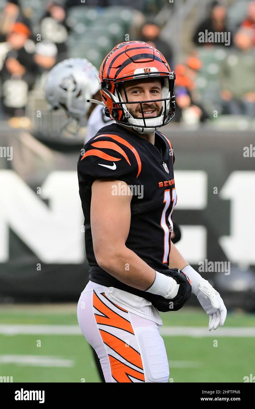 Cincinnati Bengals wide receiver Trent Taylor (11) watches the scoreboard  against the Tampa Bay Buccaneers in a pre-season NFL football game,  Saturday, Aug. 14, 2021 in Tampa, Fla. (AP Photo/Alex Menendez Stock