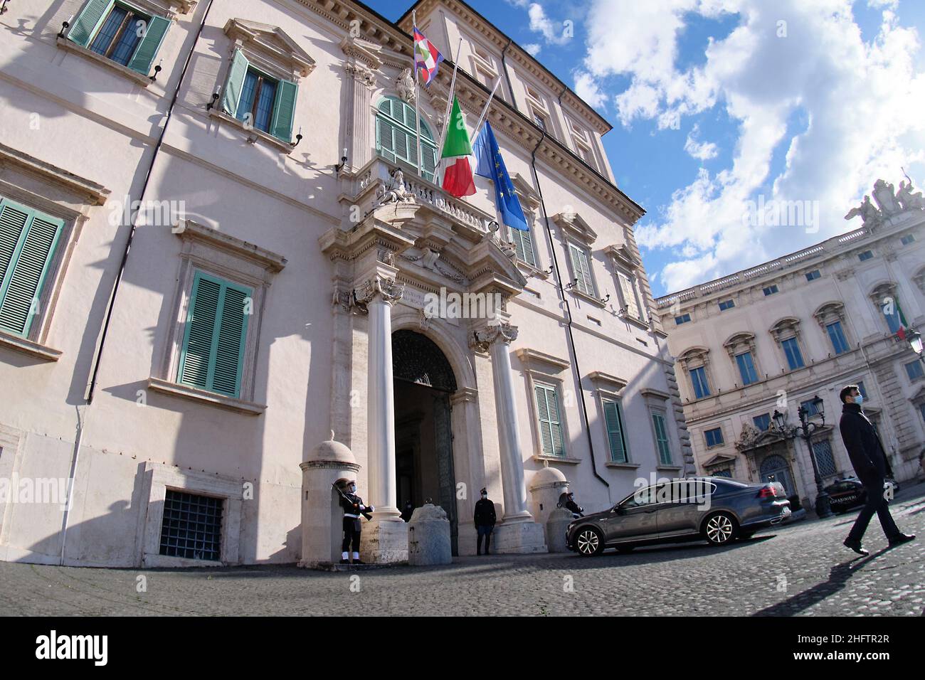 Mauro Scrobogna /LaPresse January 27, 2021&#xa0; Rome, Italy Politics Quirinale - Shoah memorial day In the photo: the arrival of President Giuseppe Conte at the Quirinal Palace Stock Photo