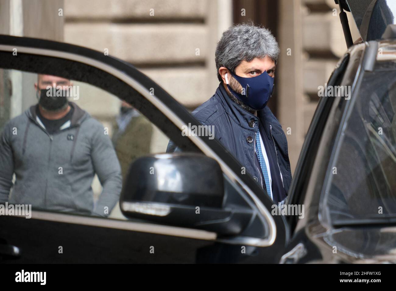Mauro Scrobogna /LaPresse February 09, 2021&#xa0; Rome, Italy Politics Chamber of Deputies consultations In the photo: the President of the Chamber Roberto Fico arrives in the Chamber Stock Photo
