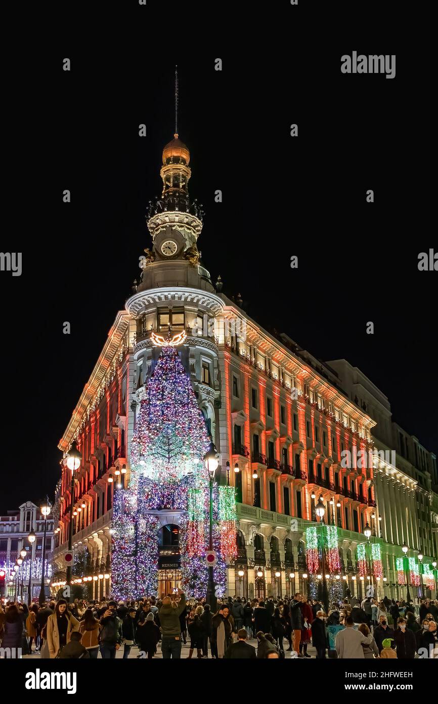 Madrid, Spain - December 11, 2021:  Christmas decoration in Madrid, Spain. Stock Photo
