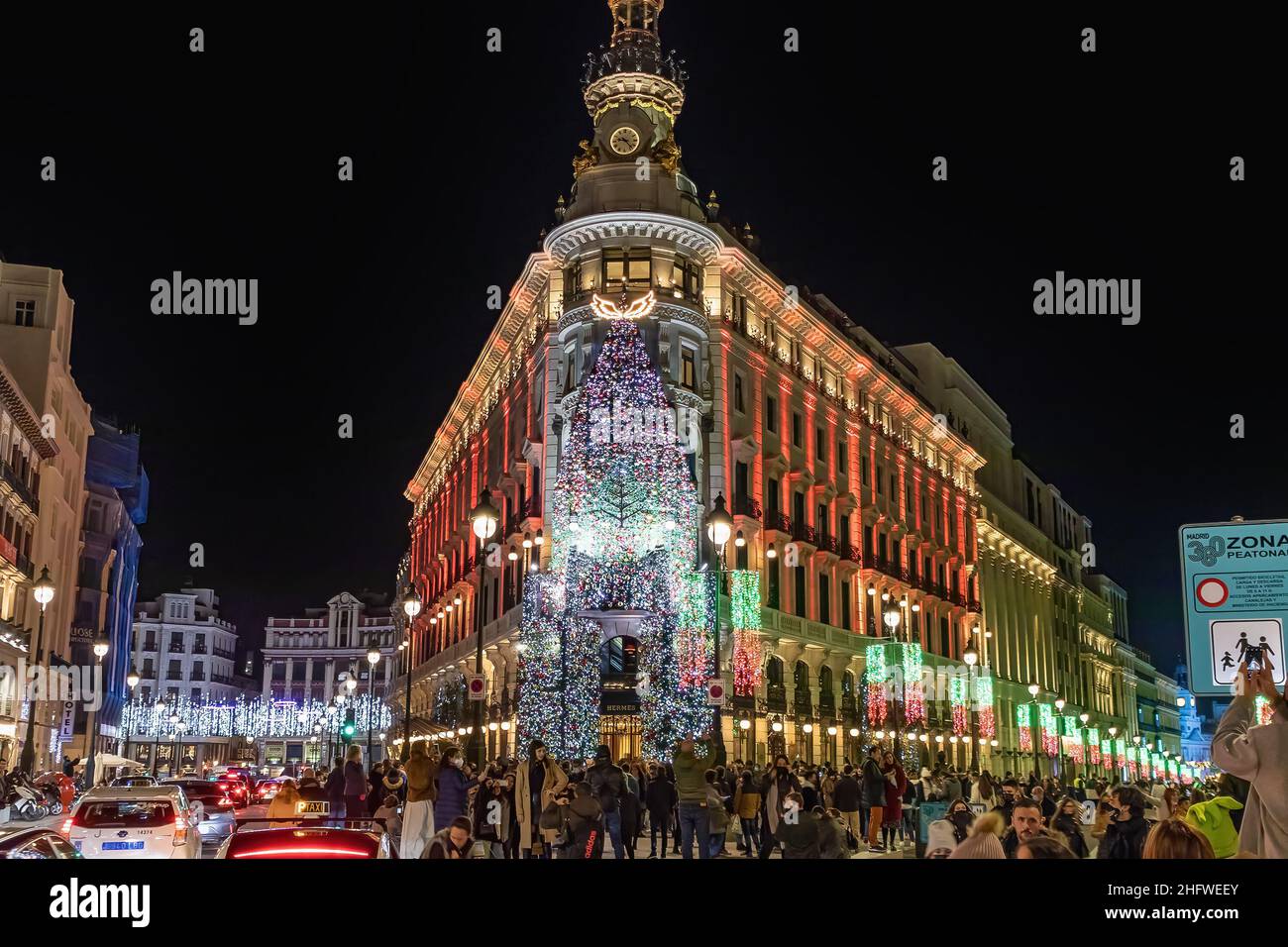 Madrid, Spain December 11, 2021 Christmas decoration in Madrid
