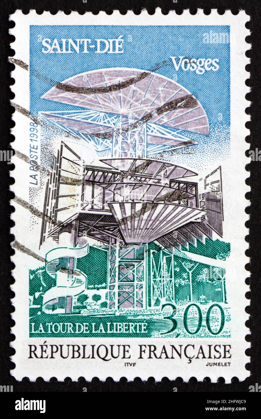 FRANCE - CIRCA 1998: a stamp printed in the France shows Soccer