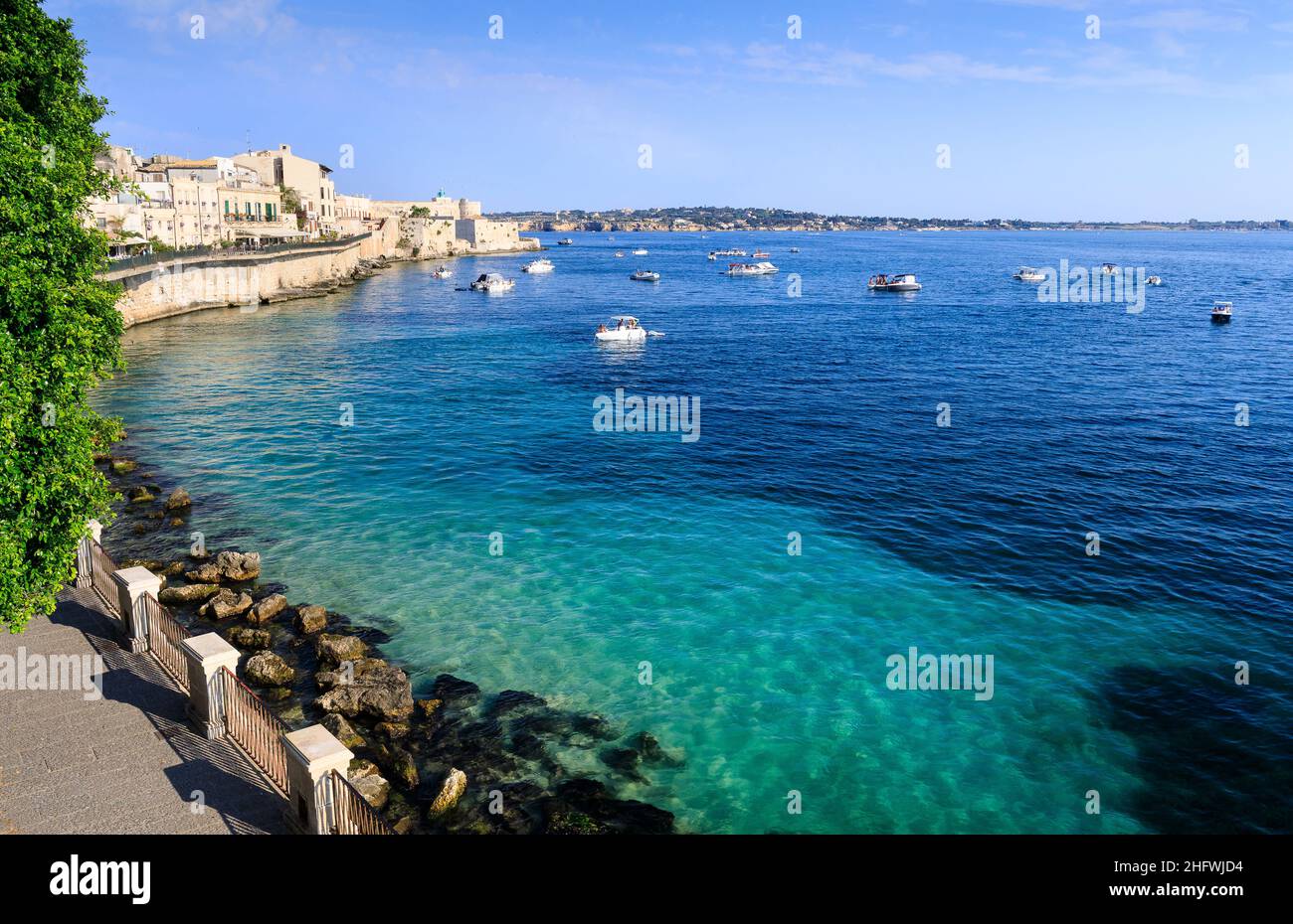 Waterfront, Ortigia, Syracuse, Sicily Stock Photo