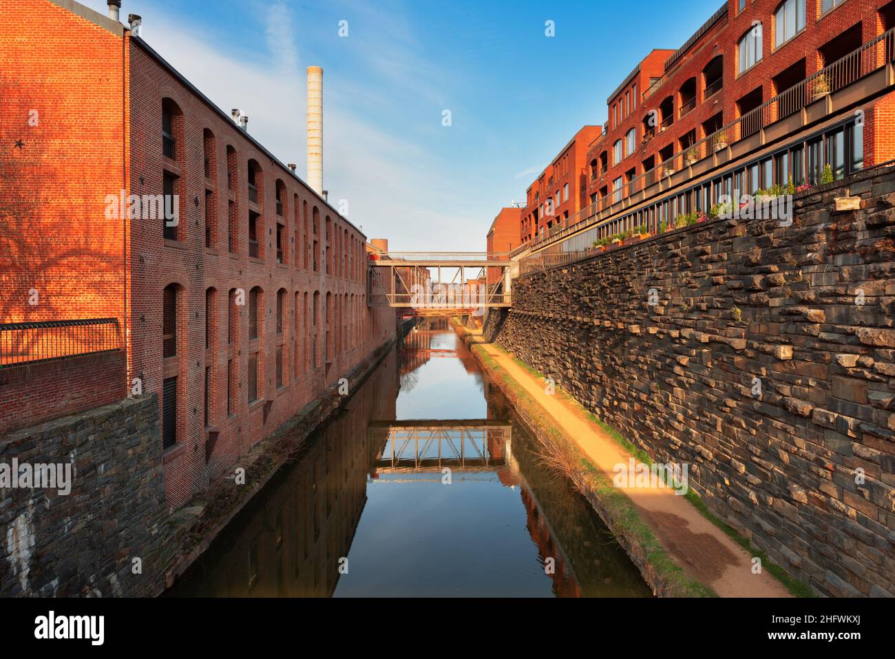 Georgetown, Washington DC, USA historic old brick warehouses and canals. Stock Photo
