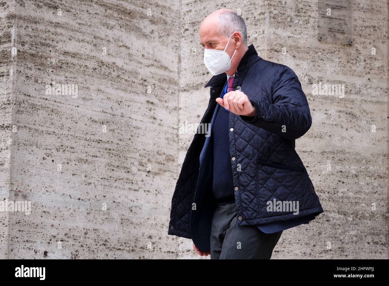 Mauro Scrobogna /LaPresse March 11, 2021&#xa0; Rome, Italy News Coronavirus, health emergency - Ministry of Economic Development MISE - table on vaccines Franco Gabrielli Deputy Undersecretary of the President of the Council for Information and Security Services at the MISE Stock Photo