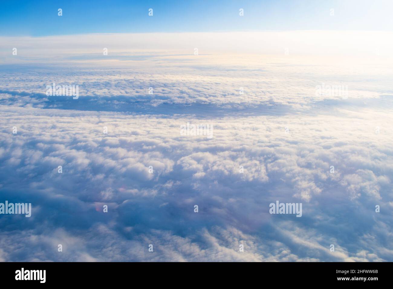 Overcast cloud with height flight level of the airplane, smooth uniform ...