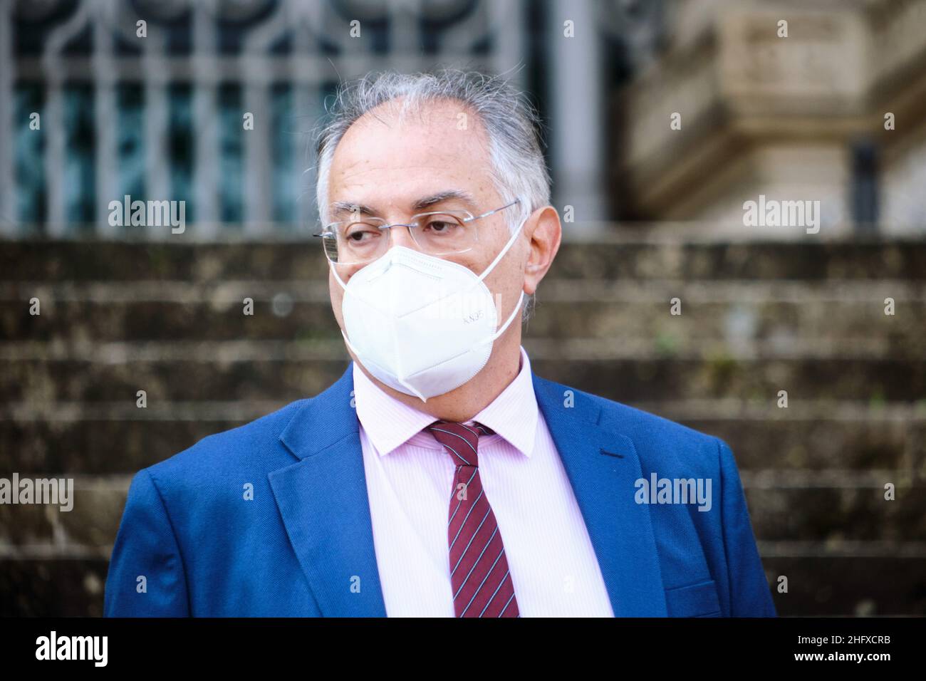 Mauro Scrobogna /LaPresse April 20, 2021&#xa0; Rome, Italy News Euthanasia - referendum request on the murder of the consenting party In the photo: Mario Riccio, anesthetist in Welby's end-of-life path, before the Court of Cassation for the filing of the referendum question Stock Photo