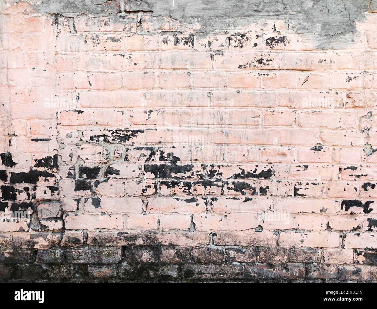 Abstract background old white brick wall with cracks and scratches ...