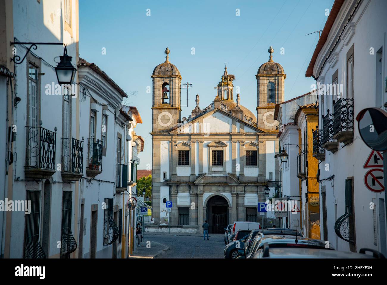 the igreja do Senhor Jesus da Pobreza in the old Town of the city Evora in Alentejo in Portugal.  Portugal, Evora, October, 2021 Stock Photo