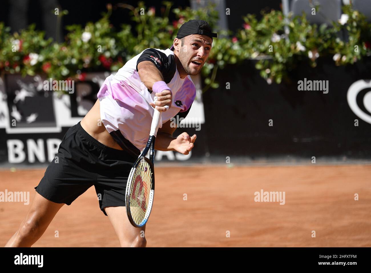 Fabrizio Corradetti - LaPresse May 10, 2021 Roma (Italy) Sport Tennis 1st round Stefano Travaglia (ITA) vs Benoit Paire (FRA) Internazionali BNL d'Italia 2021 In the pic: Stefano Travaglia Stock Photo