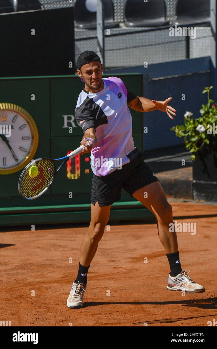 Fabrizio Corradetti - LaPresse May 10, 2021 Roma (Italy) Sport Tennis 1st round Stefano Travaglia (ITA) vs Benoit Paire (FRA) Internazionali BNL d'Italia 2021 In the pic: Stefano Travaglia Stock Photo