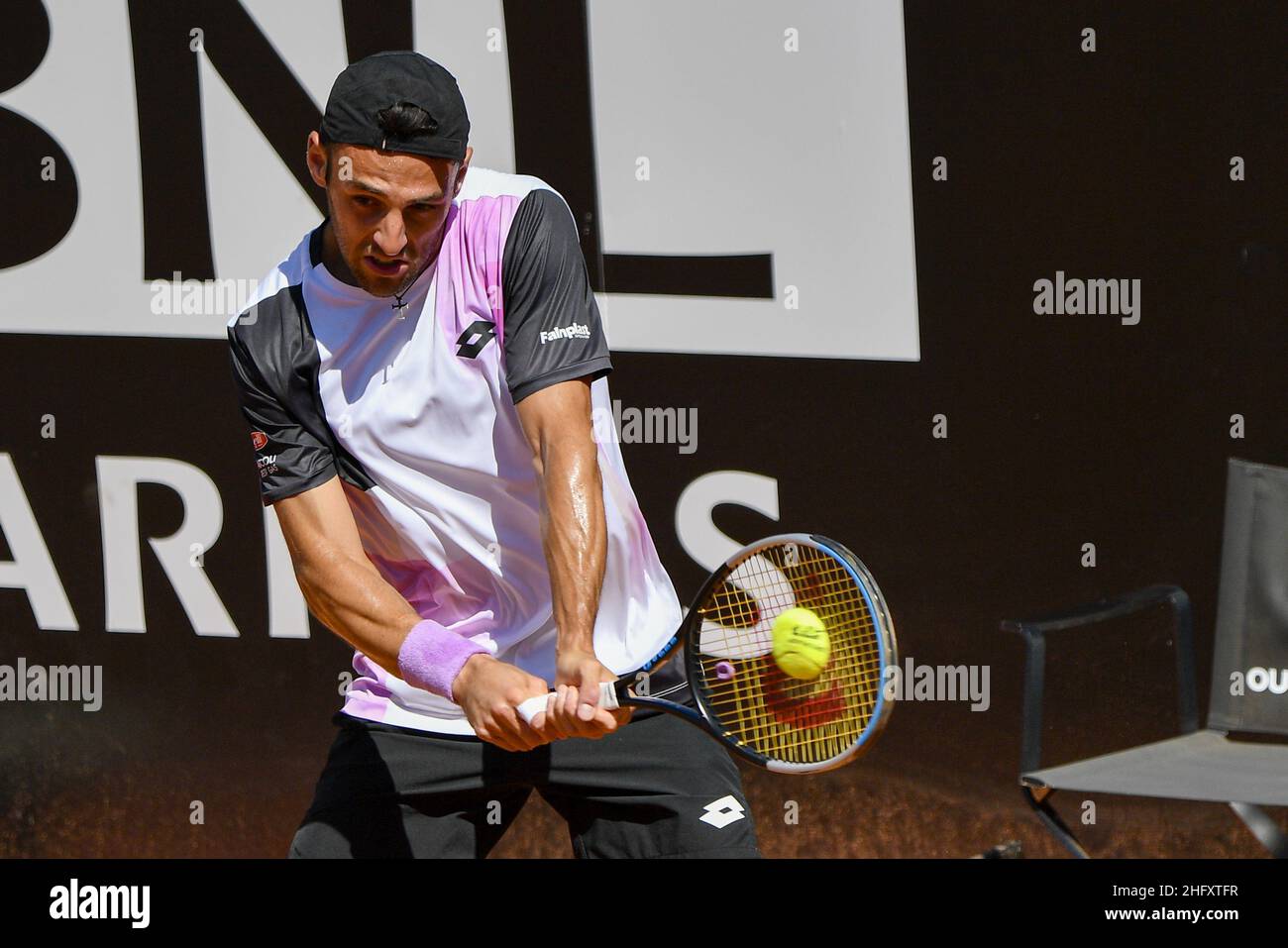 Fabrizio Corradetti - LaPresse May 10, 2021 Roma (Italy) Sport Tennis 1st round Stefano Travaglia (ITA) vs Benoit Paire (FRA) Internazionali BNL d'Italia 2021 In the pic: Stefano Travaglia Stock Photo