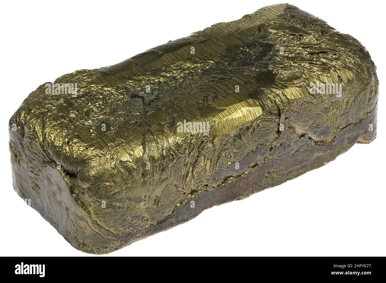 pure brass ingot isolated on white background Stock Photo