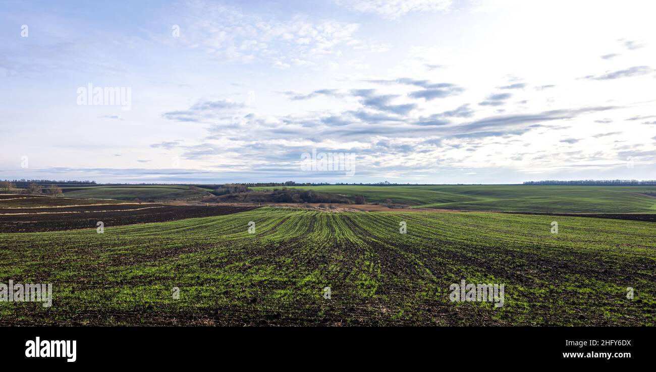 Rural landscape, beautiful field and sky with clouds Stock Photo - Alamy