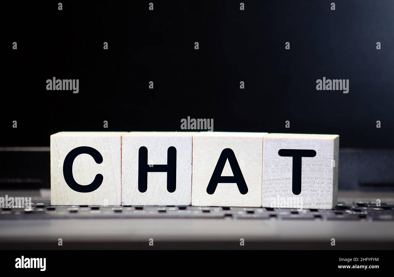 CHAT word made with wood building blocks Stock Photo