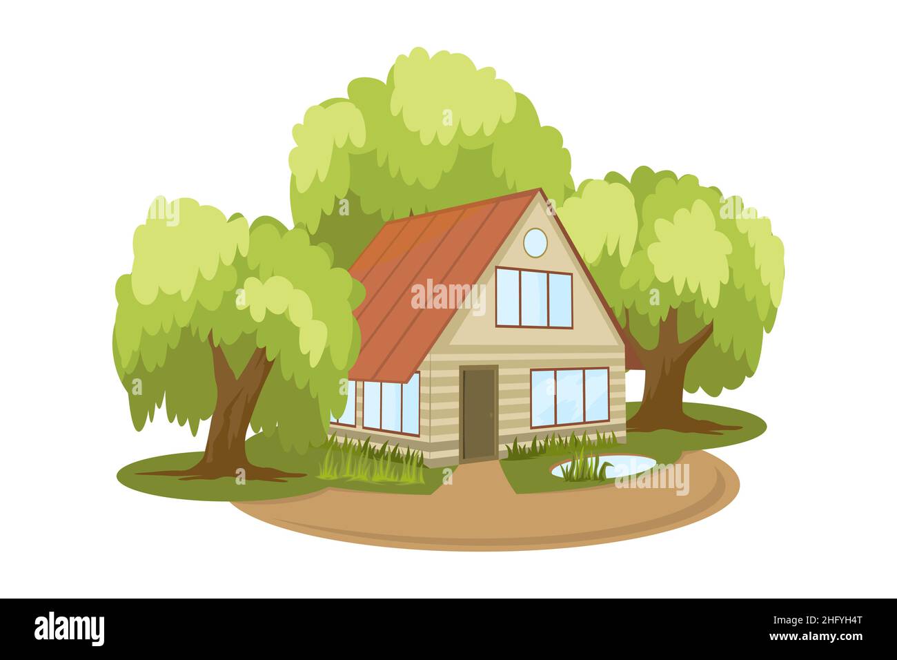 Summer landscape. House surrounded by trees Stock Vector Image & Art ...