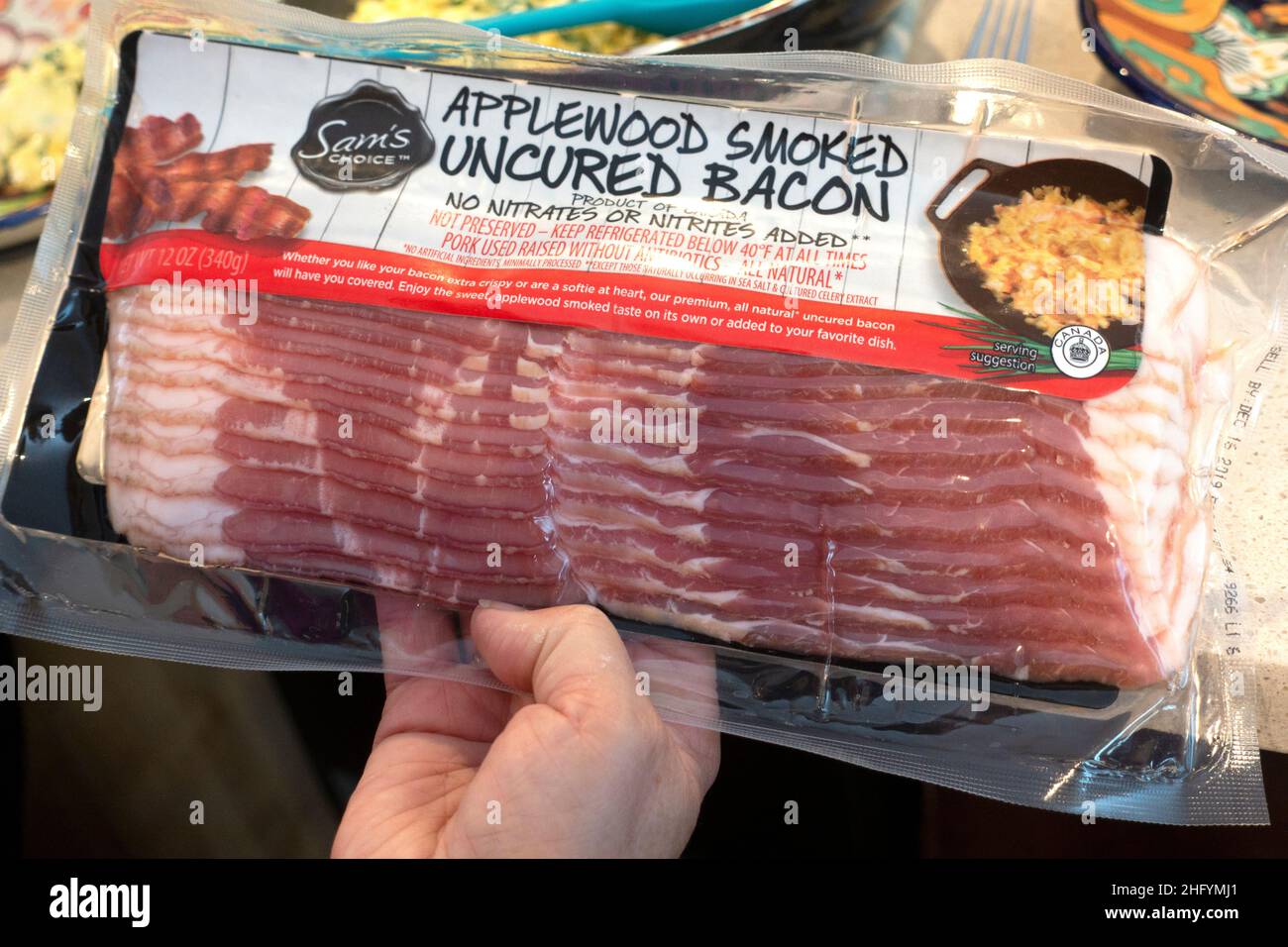 Applewood Smoked Uncured Bacon containing no nitrates or preservatives. Downers Grove Illinois IL USA Stock Photo