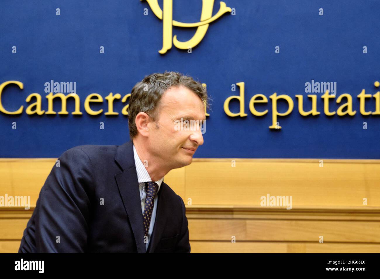 Mauro Scrobogna /LaPresse June 30, 2021 Rome, Italy Politics Chamber of Deputies - press conference on Just criminal trial and reasonable timeframe In the photo: Criminal lawyer Guido Camera Stock Photo