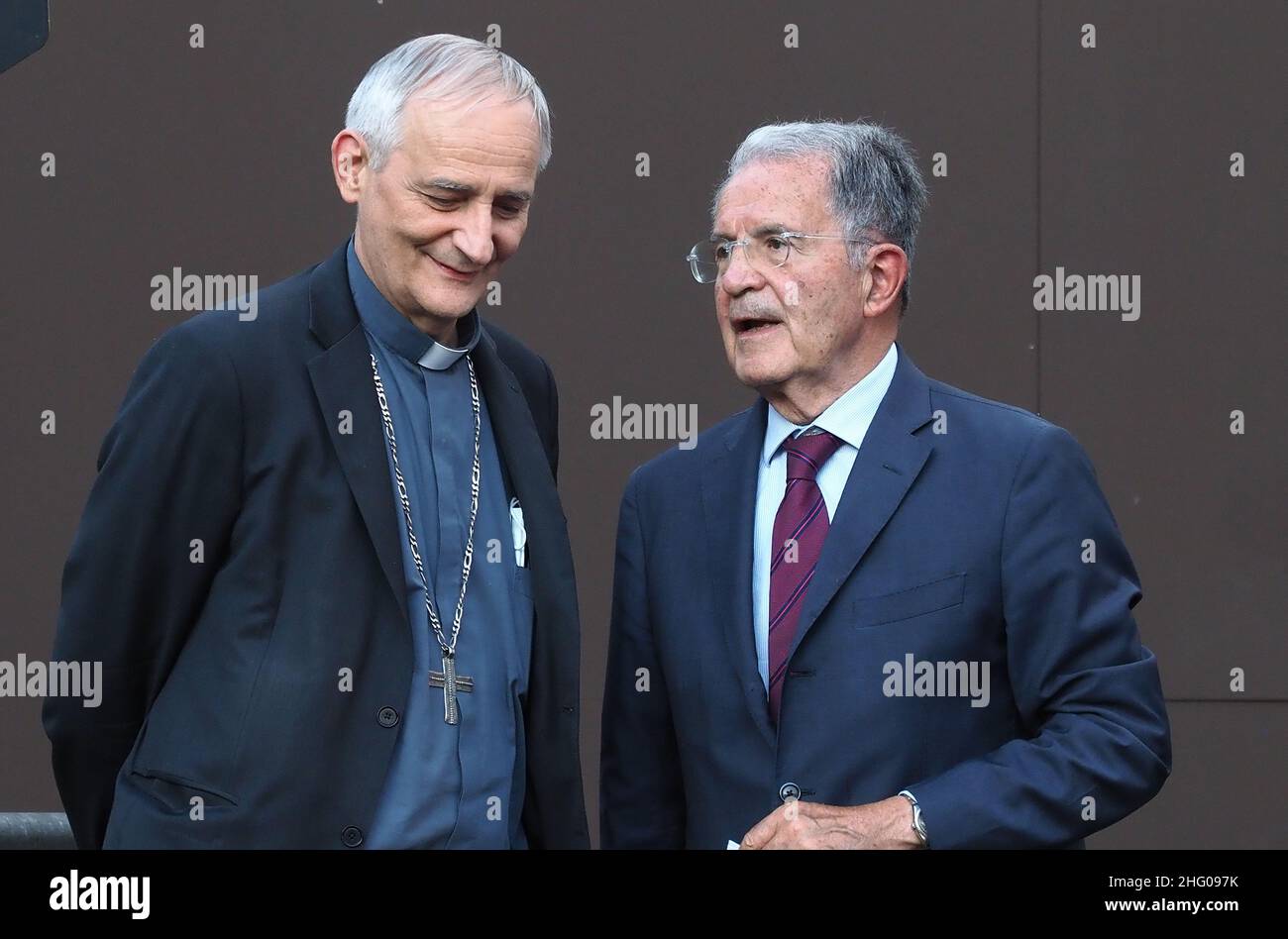 Michele Nucci/LaPresse July 9, 2021 - Bologna, Italy - news in the pic: As part of the &quot;Republic of Ideas&quot; review, a public meeting with Romano Prodi and Cardinal of Bologna Matteo Zuppi entitled &quot;Governing the Polis&quot; Stock Photo