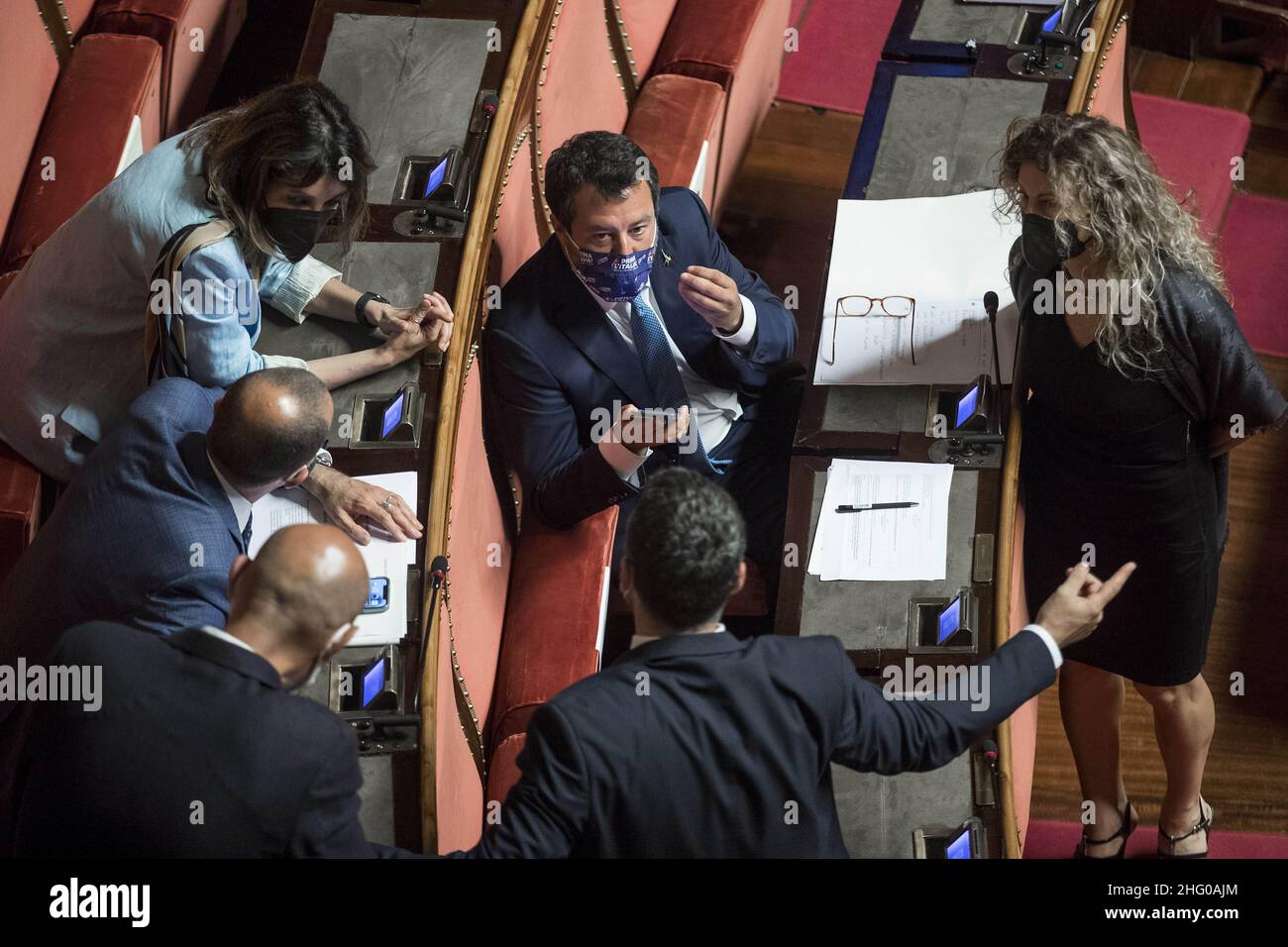Roberto Monaldo / LaPresse 13-07-2021 Rome (Italy) Senate - Bill against homotransphobia In the pic Matteo Salvini Stock Photo