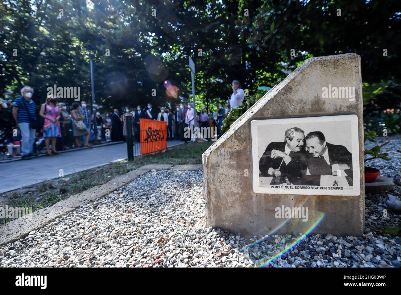 Claudio Furlan/LaPresse July 19, 2021 Milan, Italy News Commemoration ceremony of the via D'Amelio massacre at the Falcone Borsellino Gardens in via Benedetto Marcello. Stock Photo