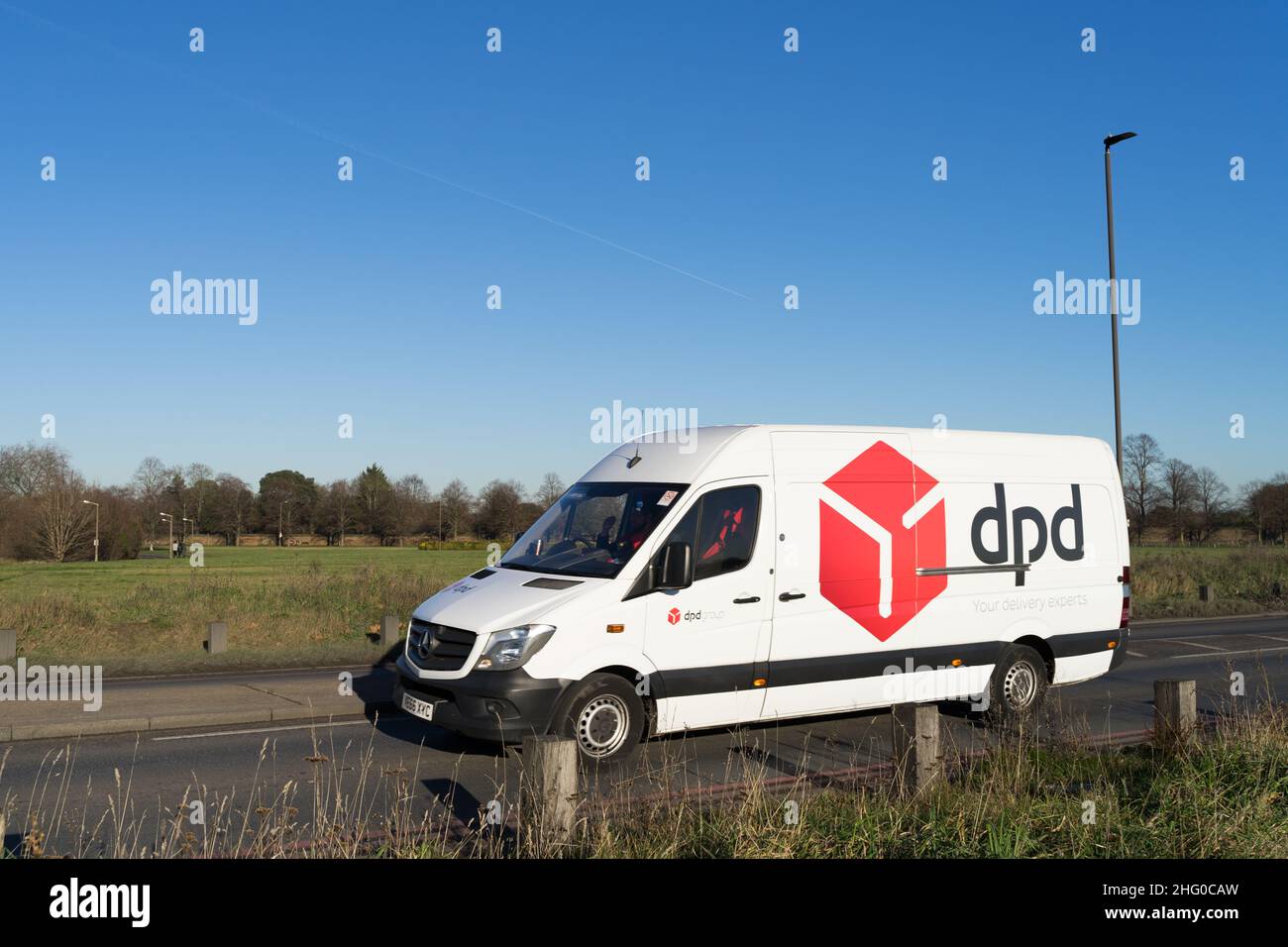 front side view of dpd delivery van on Shooters Hill Road London England UK Stock Photo